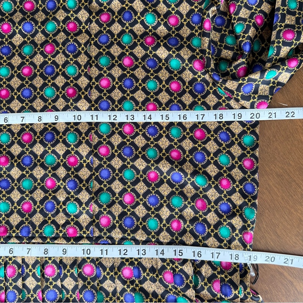 Vintage Pleated Medallion Print Jewel Tones Dress Size 8 - Picture 5 of 15
